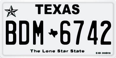 TX license plate BDM6742