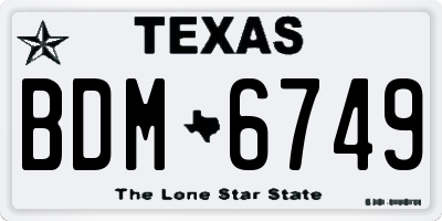 TX license plate BDM6749
