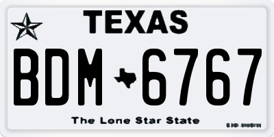 TX license plate BDM6767