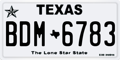 TX license plate BDM6783