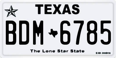 TX license plate BDM6785