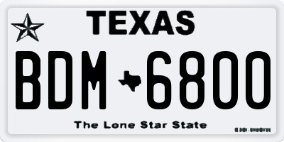 TX license plate BDM6800