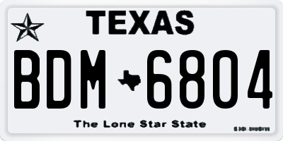 TX license plate BDM6804