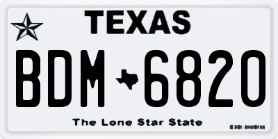 TX license plate BDM6820