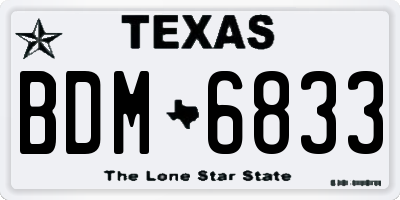 TX license plate BDM6833