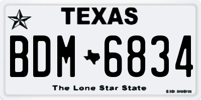 TX license plate BDM6834