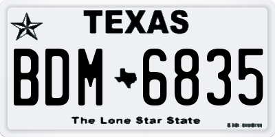 TX license plate BDM6835