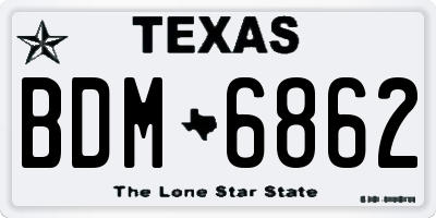 TX license plate BDM6862