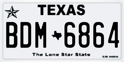 TX license plate BDM6864