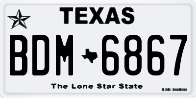 TX license plate BDM6867