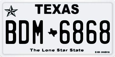 TX license plate BDM6868