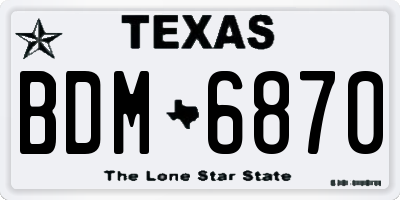 TX license plate BDM6870