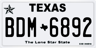 TX license plate BDM6892