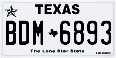 TX license plate BDM6893