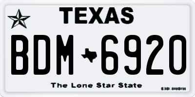 TX license plate BDM6920