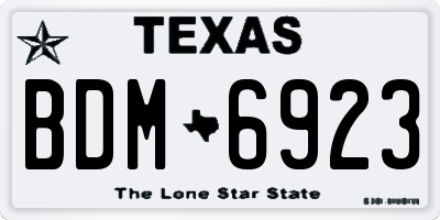 TX license plate BDM6923