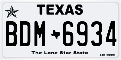 TX license plate BDM6934