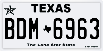 TX license plate BDM6963