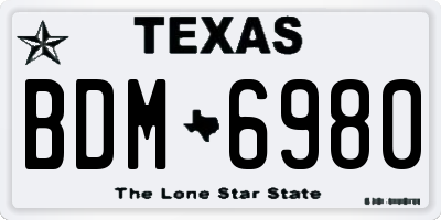 TX license plate BDM6980