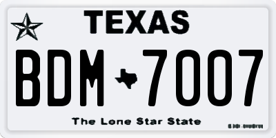 TX license plate BDM7007