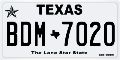 TX license plate BDM7020