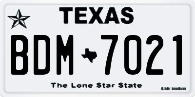 TX license plate BDM7021