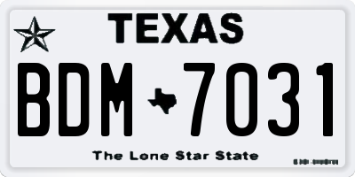 TX license plate BDM7031