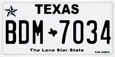 TX license plate BDM7034
