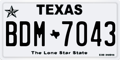 TX license plate BDM7043