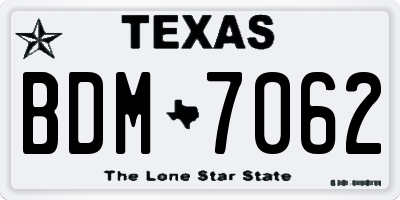 TX license plate BDM7062