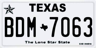 TX license plate BDM7063