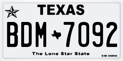 TX license plate BDM7092