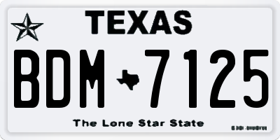 TX license plate BDM7125