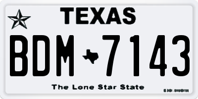 TX license plate BDM7143