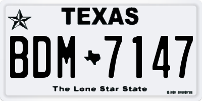 TX license plate BDM7147