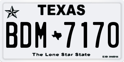 TX license plate BDM7170