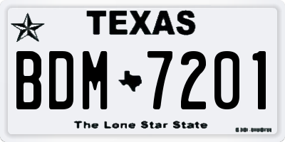 TX license plate BDM7201