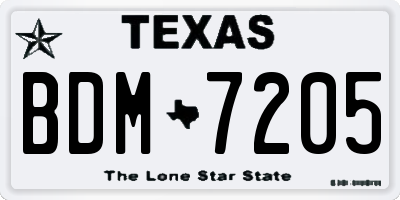TX license plate BDM7205