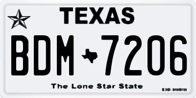 TX license plate BDM7206