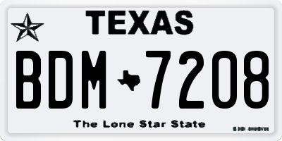 TX license plate BDM7208