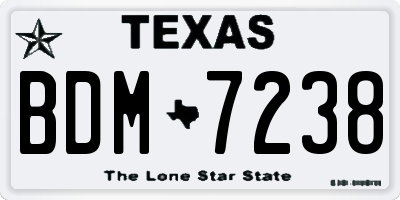 TX license plate BDM7238