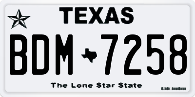 TX license plate BDM7258