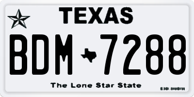 TX license plate BDM7288