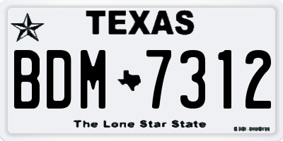 TX license plate BDM7312