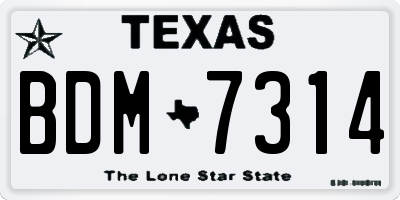 TX license plate BDM7314