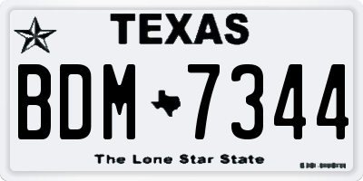 TX license plate BDM7344