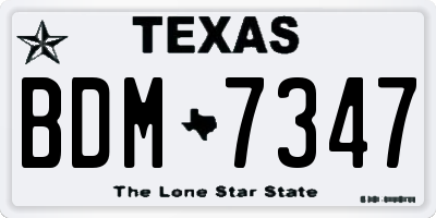 TX license plate BDM7347