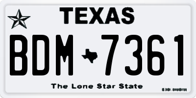 TX license plate BDM7361