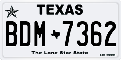 TX license plate BDM7362