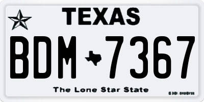 TX license plate BDM7367
